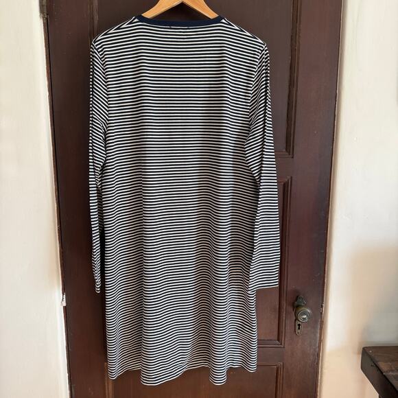 J. CREW Navy and White Striped Soft Jersey Swing Shirt Dress Long Sleeve XXL - Picture 5 of 6